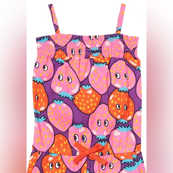 Amazon Essentials Girls Strawberries & Squiggles Jumpsuits Rompers, Pack of 2 - Picture 2 of 4